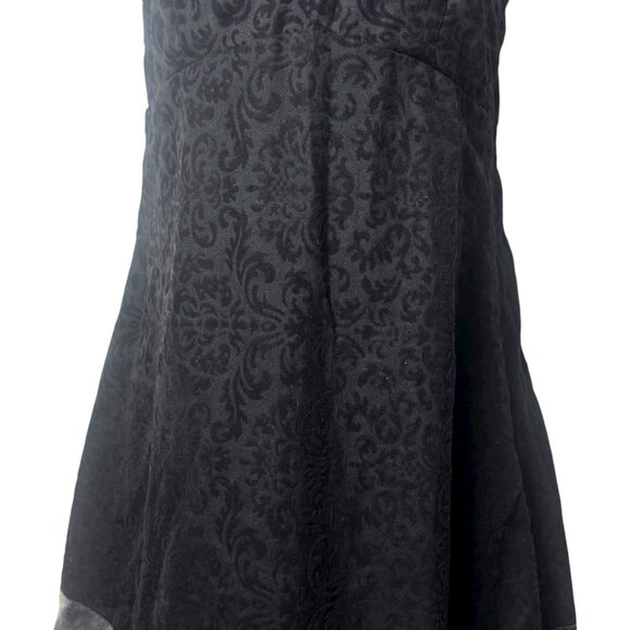 Y2K Allure Velvet & Satin Black Shimmer Slip Dress Fairygoth Dark Romantic S - Picture 5 of 13